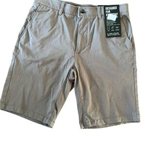 Brown Flat Front Shorts with Classic Fit